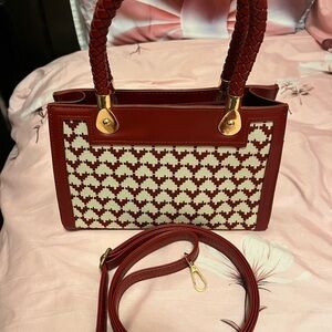 Elegant Red and White Handbag